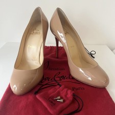CHRISTIAN LOUBOUTIN FIFI tacco beige/nudo in vernice. Taglia 39/6