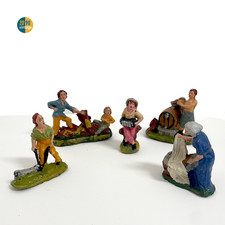 Statuine presepe vintage gesso presepio anni 40 5 pezzi cm 10 figurine Natale