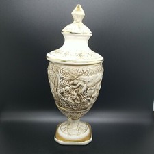 Vaso urna porcellana italiana con coperchio MAS R. Capodimonte vintage piatto caramelle 