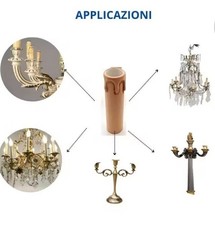 Portalampada finta candela anticato per luce lampadari bianco avorio attacco E14