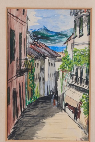 Acquerello vintage firmato - , con