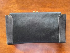 Piccola pochette da sera vintage anni '50 in raso e velluto neri.