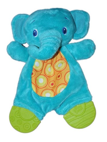 Doudou plat éléphant bleu