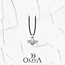 COMETE UGL 492 COLLANA UOMO GIOIELLI CROCE ACCIAIO ZIRCONE NERO CAUCCIÙ