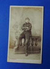 Foto d'epoca antica CDV N. Karren Caen Francia Militare Uniforme Soldato Spada