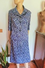 Tailleur donna anni 60 estate Vintage seta stampata bluette bianco 