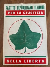 MANIFESTO,POSTER,ANNI 50 Partito Repubblicano Italiano P.R.I Giustizia Liberta'