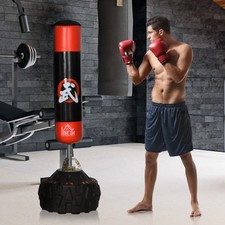 HOMCOM Sacco da Boxe Stand Adulti Attrezzo per Allenamento Boxe Libera Installazione Nero+Rosso
