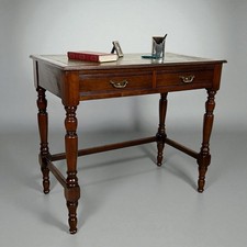 Antica scrivania piccolo scrittoio classica tavolo da ufficio con piano in pelle