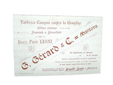 1880 MANTOVA PUBBLICITà CANNONI VS GRANDINE AGRICOLTURA METEO LEONI INVENZIONI