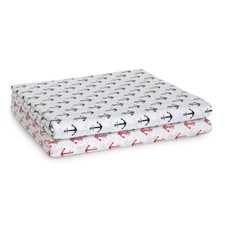 Scampolo tessuto Ancora cotone Loneta fondo bianco U475