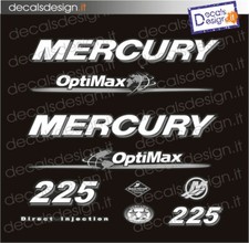 Adesivi motore marino fuoribordo mercury 225 cv optimax grey barca stickers