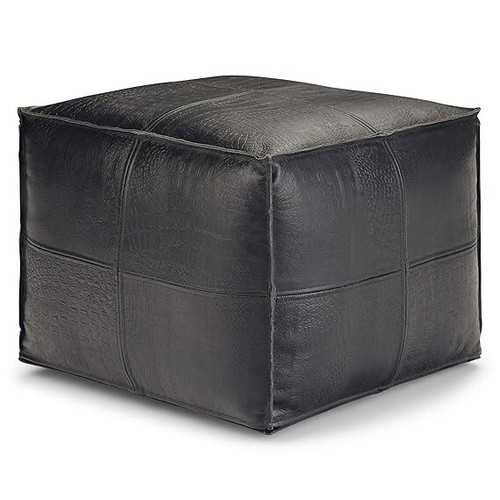 Black pouf handmade - pouf,