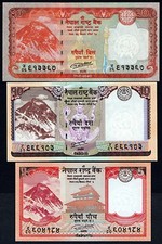 5, 10, 20 Nepal Rupia Set di 3