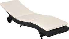 VivaGarden Lettino Prendisole da Giardino 207x70x70 cm in Rattan Nero