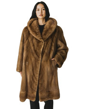 Vintage Shillito's Fur Salon Donna Visone Cappotto Colletto Con Tasche TAGLIA S