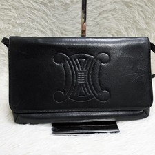 Borsa a tracolla trapuntata CELINE Big Triomphe tracolla pelle nera vintage usata