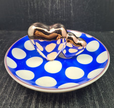 wd lifestyle portagioie porcellana rotondo a pois con cuori ø 12 cm