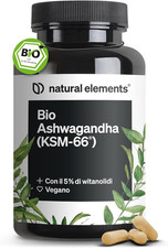 Bio Ashwagandha KSM-66 – Alto Dosaggio – 180 Capsule – Ashwagandha Bio Certifica