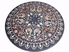 36 " Marmo Nero Pietra Dura Artigianato Inserto Arte Arredo Casa Centro Table