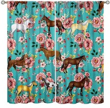 Horse Curtains Flower Curtains