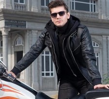 Giacca in vera pelle nera con