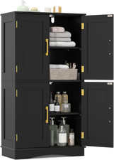 Credenza Alta Da Cucina, Mobile Dispensa Salvaspazio in Legno Con 4 Ante E 2 Rip