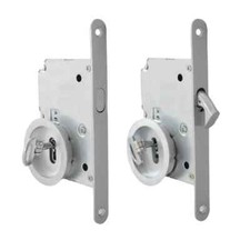 Kit Maniglia Porta Scorrevole Cromo Acciaio Satinato Con Chiave Kit Porte Scorre