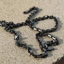 Collana Catena di Ancoraggio Argento Ossidato Catena di Ancoraggio Cavo