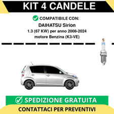 KIT 4 CANDELE per DAIHATSU Sirion 1.3 67 kw anno 2008-2024
