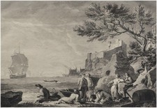 Veduta dei dintorni di Bayonne Francia (2° Veduta) - Incisione su rame 18. secolo