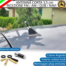 ANTENNA CORTA 3,5 CM ARGENTO FINITURA CARBONIO PER LANCIA MUSA