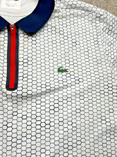 Polo Lacoste uomo 3XL bianca nera rossa sportiva coccodrillo 1/4 zip ricamata