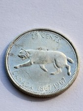 MONETA 25 CENTESIMI ELISABETTA II CANADA 1967 ARG. g.5,91 OLD SILVER COIN