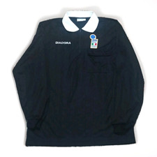 DIADORA T-Shirt Nera Arbitro Vintage Referee T-shirt 90s Figc Italia SIze XL
