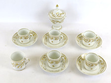 SERVIZIO DA CAFFÈ TE PORCELLANA ANTICO ORO DORATO EPOCA '800 ANTIQUARIATO VS14