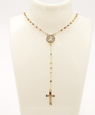 Collana rosario donna regalo Terra Santa Gerusalemme croce piena d'oro fatta ...