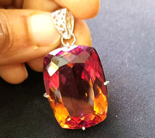 Ciondolo Certificato 86,90 Ct Cuscino Zultanite Naturale 7 Colori Argento 925 Gioielli