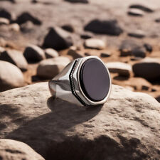 ANELLO DA UOMO IN ARGENTO 925 ANELLO DA UOMO ONICE NERA SIGILLO ANELLO PROMESSA REGALO LUI