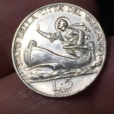 ROMA CITTA' DEL VATICANO Papa PIO XII 5 Lire ARGENTO 1939  come da foto