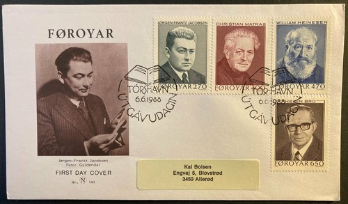 Faroe 1988 fdc scrittori - faroe,