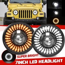 2 fari LED rotondi 7" Hi/lo Halo Angel Eyes per Jeep Wrangler JK LJ TJ CJ