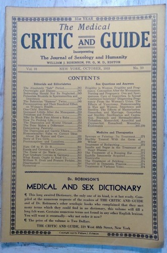 Oct 1933 medical critic - critic, and
