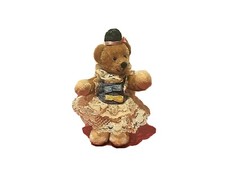 Mini Pet antico peluche orsetto, vestito da sposo, fatto a mano.Vintage