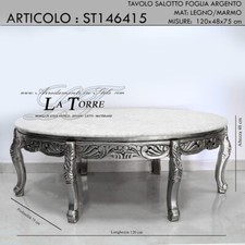 Tavolo basso da salotto ovale antico tavolino thé argento barocco marmo st146415