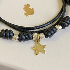 Dodo Pomellato Collana Nera Ciondolo Stella Oro Giallo 18kt 750 Granelli Argento