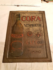 INSEGNA ORIGINALE PUBBLICITARIA IN LATTA CORA VERMOUTH TORINO 