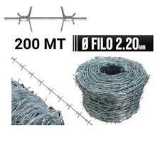 FILO SPINATO ZINCATO PESANTE ROTOLI 200 METRI 4 PUNTE RICCIO ZINCATO FILO 2.2mm