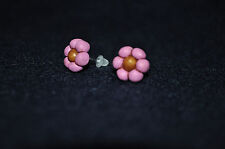 Orecchini a vite in fimo a forma di fiore Rosa antico CON IL CENTRO DORATO!