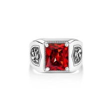 Anello uomo rubino rosso con